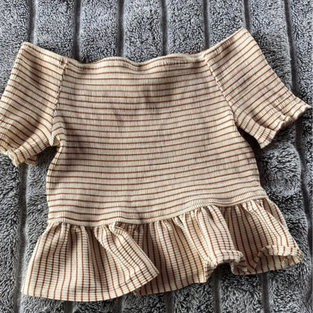 Who what wear cropped ribbed off the shoulder top